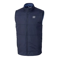 Gilet coupe-vent matelassé hybride furtif à fermeture éclair intégrale pour homme, bleu marine, avec logo rétro des New York Giants, de grande taille et
