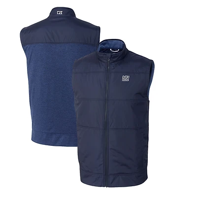 Men's Cutter & Buck Navy New York Giants Throwback Logo Big Tall Stealth Hybrid Quilted Windbreaker Full-Zip Vest