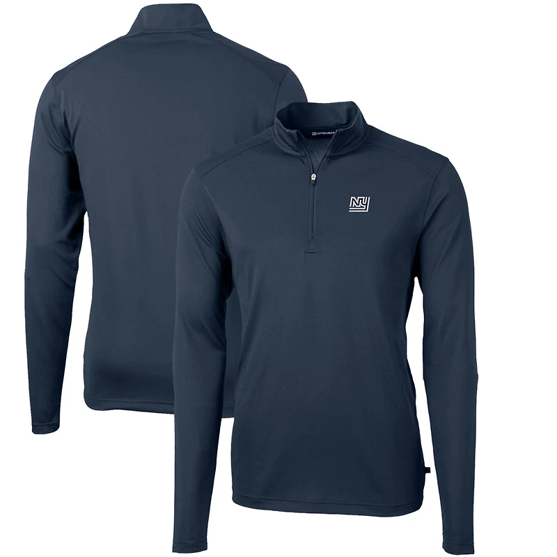 Pull-over zippé quart de tour en piqué écologique recyclé avec logo rétro des New York Giants pour homme, bleu marine, Cutter & Buck