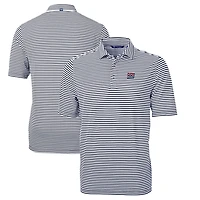 Men's Cutter & Buck Navy New York Giants Throwback Logo Virtue Eco Pique Stripe Recycled Big Tall Polo