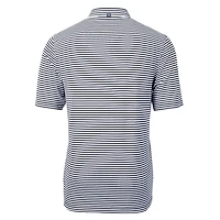 Men's Cutter & Buck Navy New York Giants Throwback Logo Virtue Eco Pique Stripe Recycled Big Tall Polo