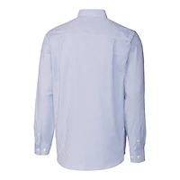 Chemise boutonnée à manches longues et rayures Oxford extensible bleu poudre pour homme, coupe Cutter & Buck, logo rétro des New York Giants, grande taille