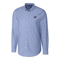 Chemise boutonnée en tissu Oxford extensible à manches longues et logo rétro des New York Giants, bleu poudre, pour homme, Cutter & Buck