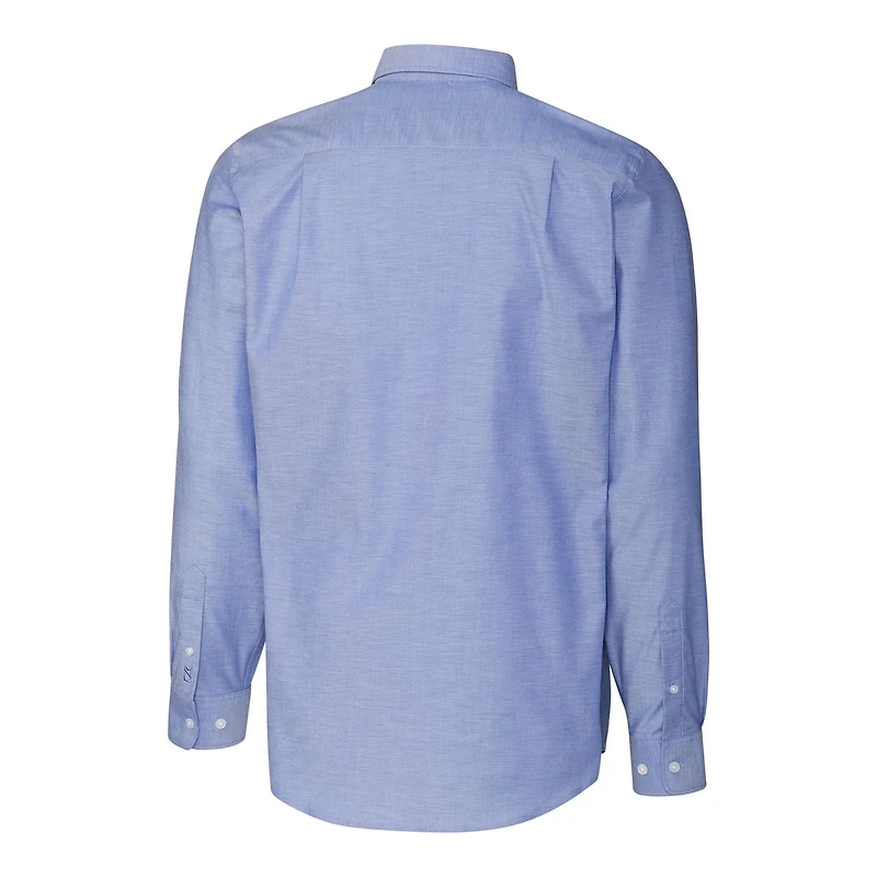 Chemise boutonnée en tissu Oxford extensible à manches longues et logo rétro des New York Giants, bleu poudre, pour homme, Cutter & Buck