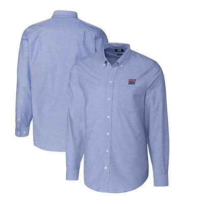 Chemise boutonnée en tissu Oxford extensible à manches longues et logo rétro des New York Giants, bleu poudre, pour homme, Cutter & Buck