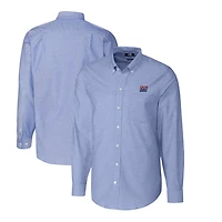 Chemise boutonnée en tissu Oxford extensible à manches longues et logo rétro des New York Giants, bleu poudre, pour homme, Cutter & Buck