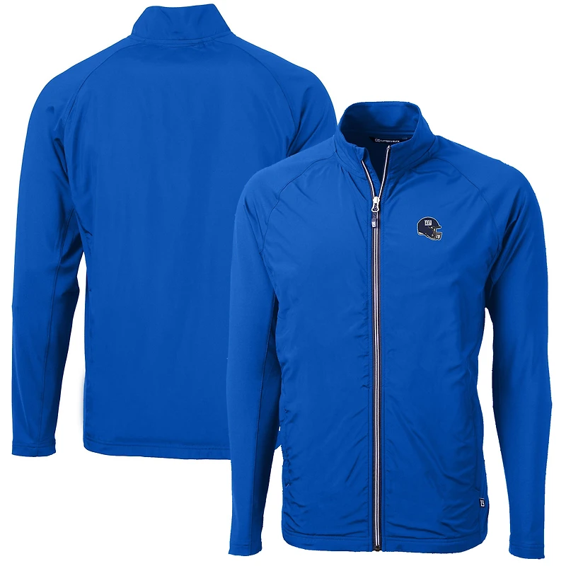 Men's Cutter & Buck  Royal New York Giants Helmet Adapt Eco Knit Hybrid Recycled Full-Zip Jacket
