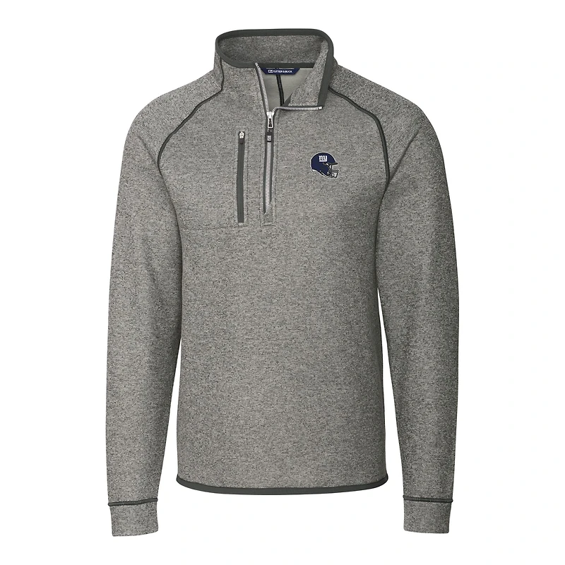 Pull-over en tricot demi-zippé pour homme Cutter & Buck Silver New York Giants Helmet Mainsail