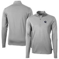 Men's Cutter & Buck  Silver New York Giants Helmet Virtue Eco Pique Recycled Quarter-Zip Pullover Top
