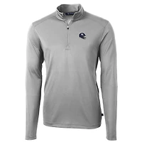 Men's Cutter & Buck  Silver New York Giants Helmet Virtue Eco Pique Recycled Quarter-Zip Pullover Top