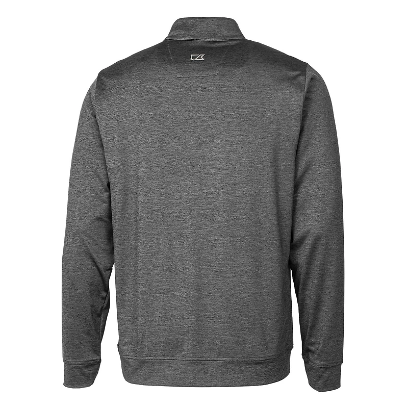 Pull zippé quart de tour pour homme, modèle Cutter & Buck Steel Stealth Heathered, logo rétro des New York Giants, grande taille