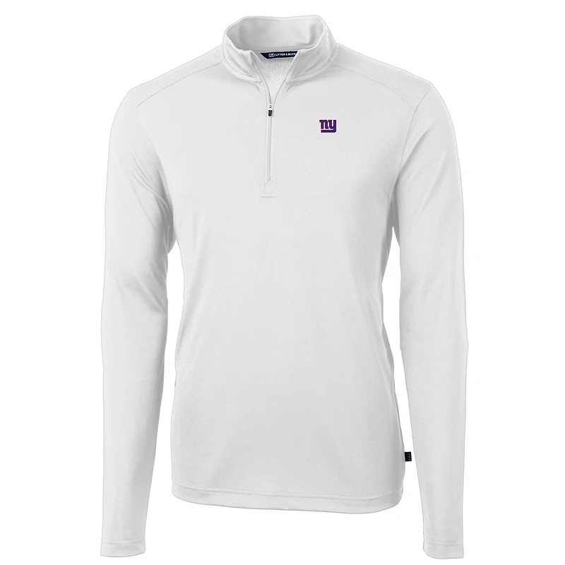Veste à enfiler Virtue Eco Pique blanche quart de zip pour homme, coupe Cutter & Buck, des New York Giants, grande taille