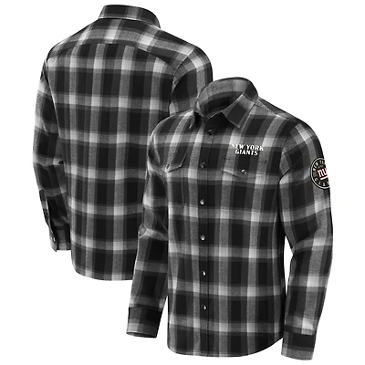 Chemise à carreaux en flanelle noire boutons-pression pour homme de la collection Darius Rucker par Fanatics des New York Giants