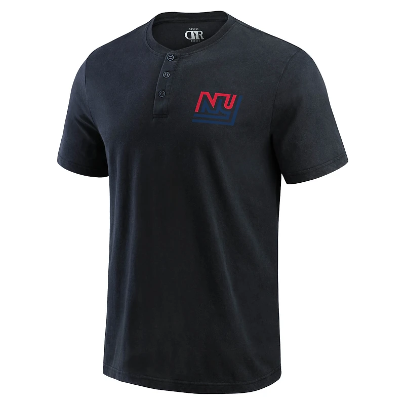 T-shirt Henley délavé noir pour homme de la collection Darius Rucker Fanatics des New York Giants