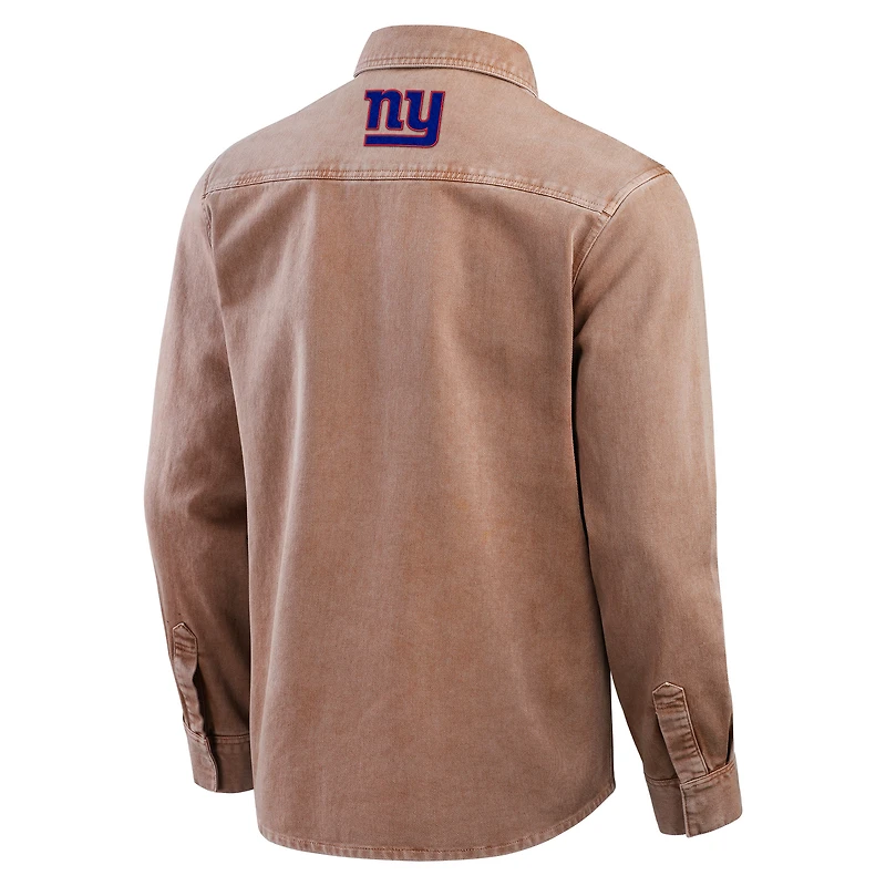 Chemise à manches longues teintée en pièce pour homme Darius Rucker Collection by Fanatics Brown New York Giants