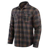 Chemise boutonnée à manches longues classique en flanelle pour homme de la collection Darius Rucker Fanatics, couleur tan, New York Giants