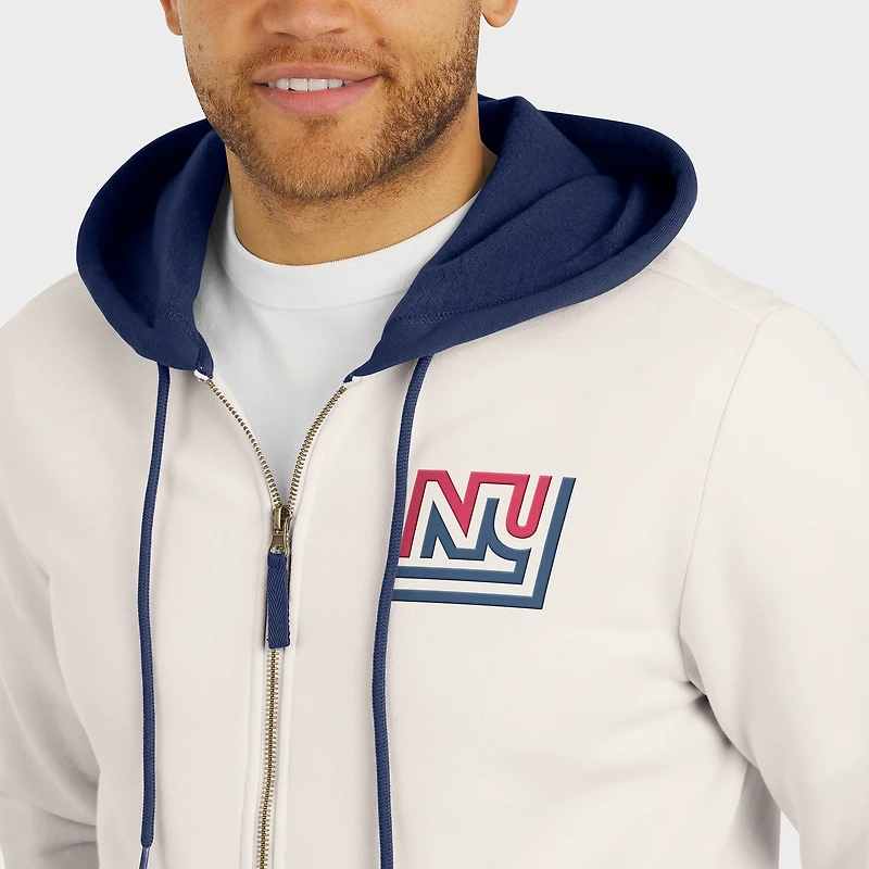 Sweat à capuche zippé crème pour homme de la collection Darius Rucker par Fanatics, motif New York Giants, effet vieilli
