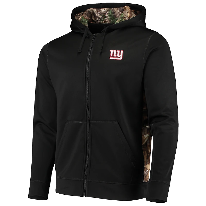 Chandail à capuchon en molleton entièrement zippé Dunbrooke Black/Realtree Camo New York Giants Decoy Tech Fleece pour hommes
