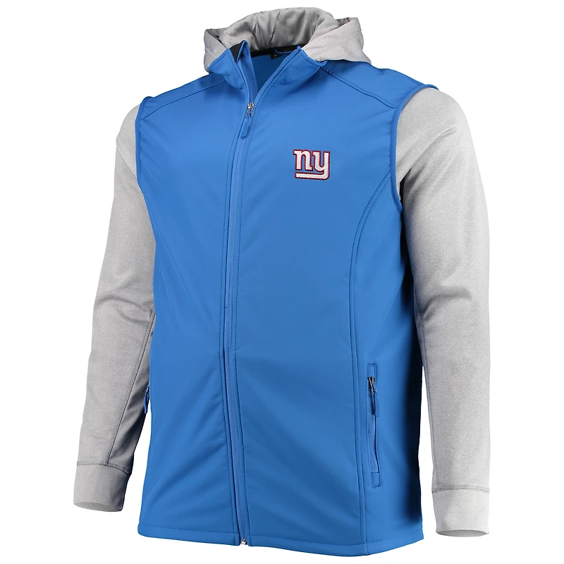Veste à capuche zippée intégrale Dunbrooke Royal/Gris New York Giants pour hommes Tailles Big & Tall Alpha
