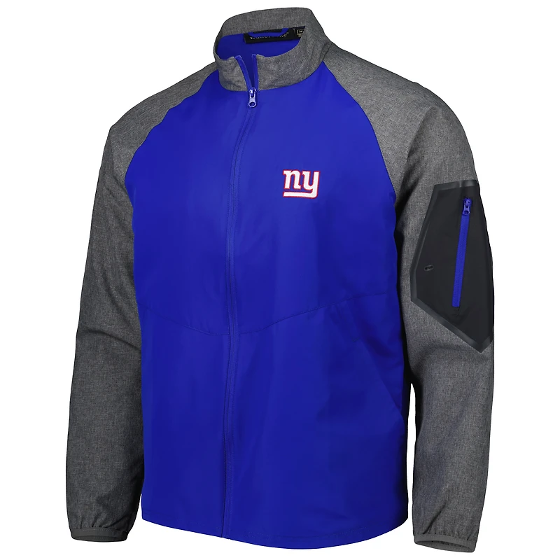 Dunbrooke Royal/Heather Grey New York Giants Hurricane Raglan Full-Zip Windbreaker Jacket