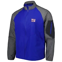 Dunbrooke Royal/Heather Grey New York Giants Hurricane Raglan Full-Zip Windbreaker Jacket
