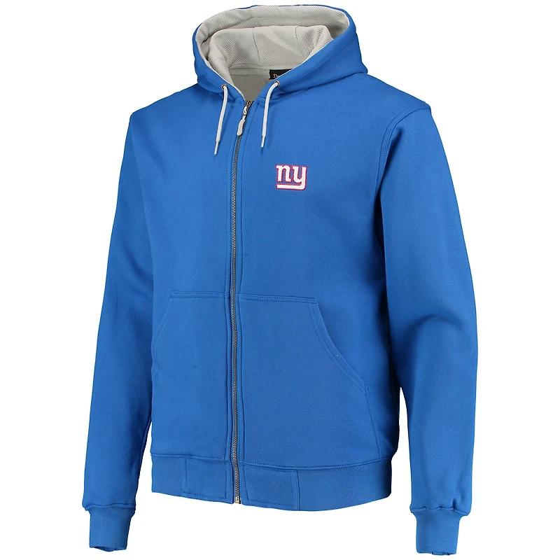 Pull à capuche entièrement zippé doublure thermique Dunbrooke Royal New York Giants Craftsman pour homme