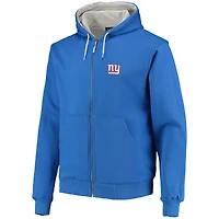 Pull à capuche entièrement zippé doublure thermique Dunbrooke Royal New York Giants Craftsman pour homme
