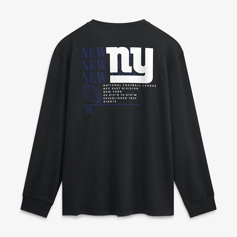 Men's Fanatics Black New York Giants Fullback Drive Relaxed Fit Long Sleeve T-Shirt