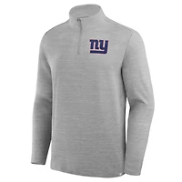 Men's Fanatics Heather Gray New York Giants Clutch Quarter-Zip Pullover