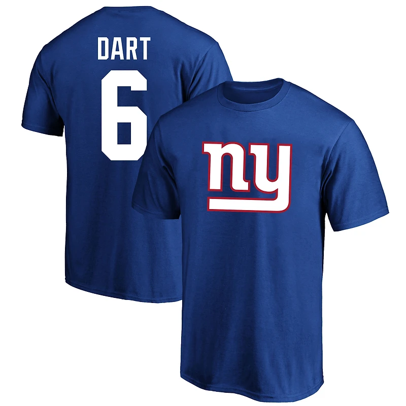 T-shirt Fanatics Jaxson Dart Royal New York Giants pour homme, grandes tailles, avec nom et numéro du joueur