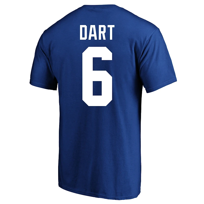 T-shirt Fanatics Jaxson Dart Royal New York Giants pour homme, grandes tailles, avec nom et numéro du joueur