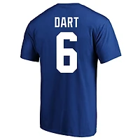 T-shirt Fanatics Jaxson Dart Royal New York Giants pour homme, grandes tailles, avec nom et numéro du joueur