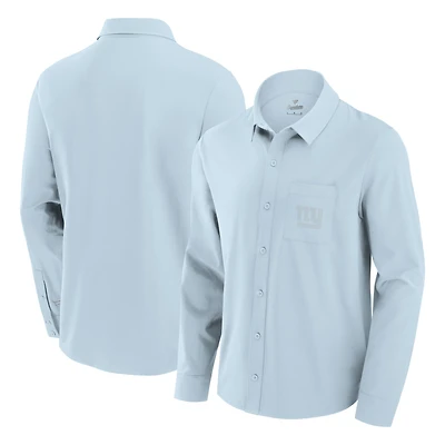 Chemise boutonnée à manches longues Fanatics pour hommes, bleu clair, New York Giants Front Office