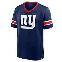 T-shirt col V Hashmark Premium Fanatics bleu marine New York Giants pour homme