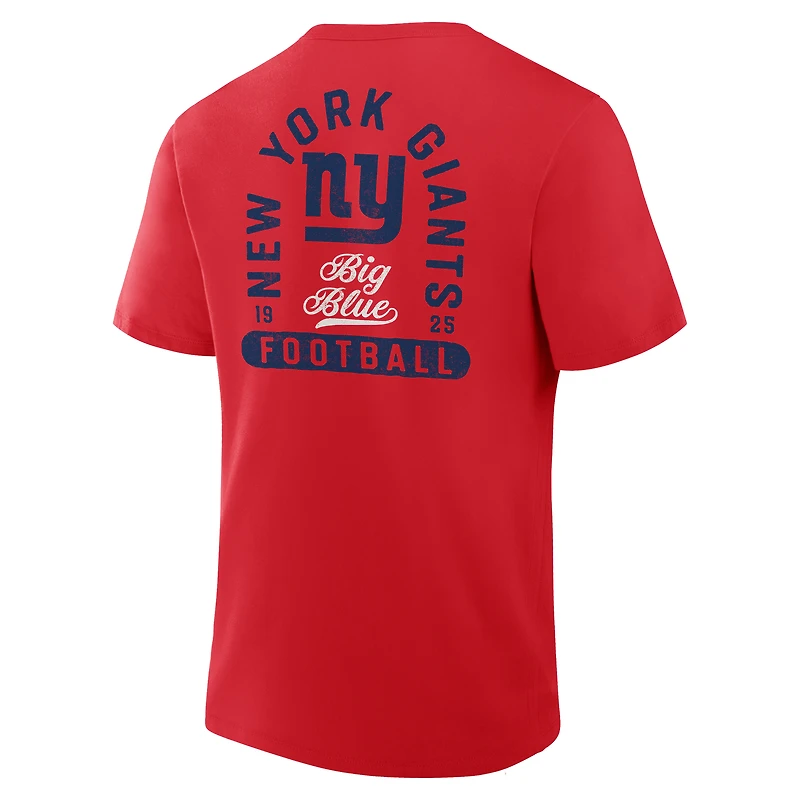 T-shirt rouge Fanatics pour homme, Fluid Motion Legacy des New York Giants
