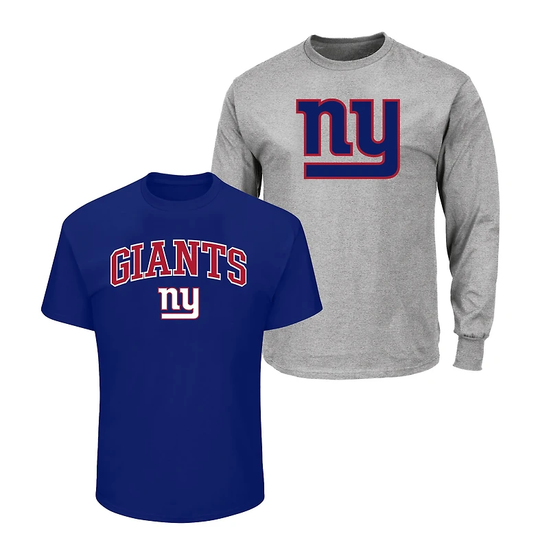Men's Fanatics Royal/Heather Gray New York Giants Big & Tall 2-Pack T-Shirt Set