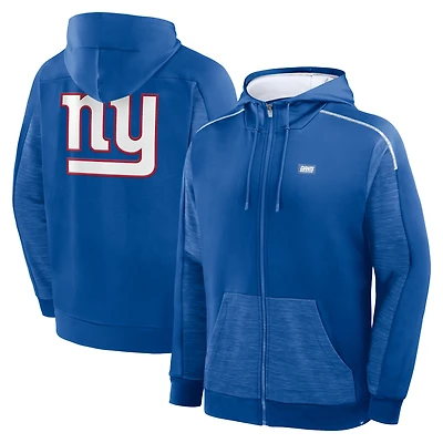 Sweat à capuche zippé pour homme Fanatics Royal New York Giants Checkdown Pass