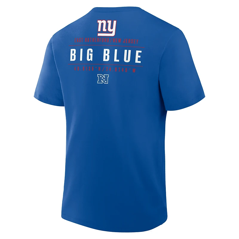 T-shirt Fanatics Royal pour homme avec poche passe des New York Giants