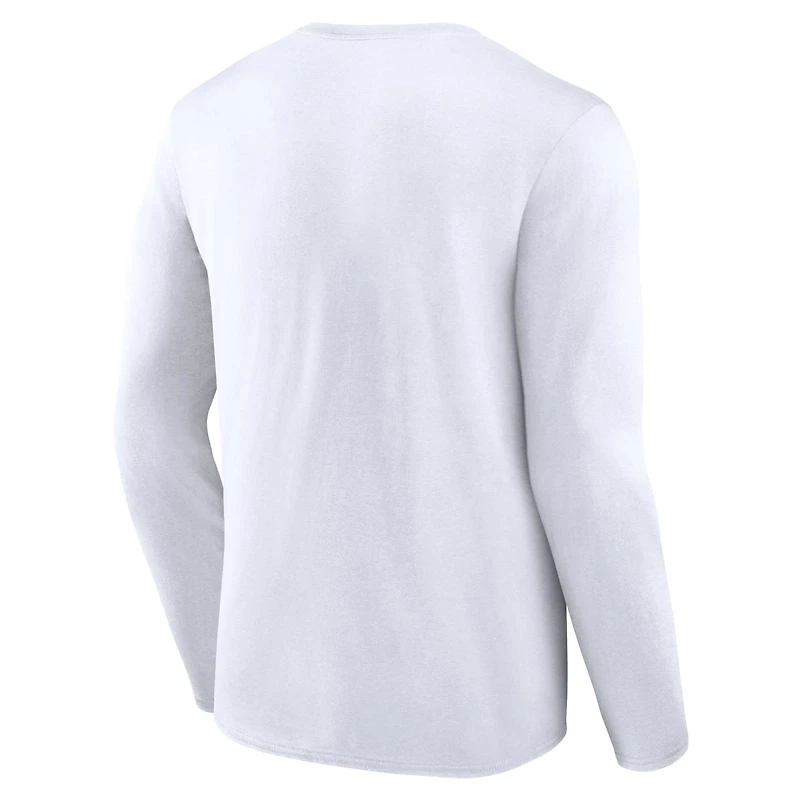 T-shirt blanc à manches longues Fanatics pour hommes des Giants de New York