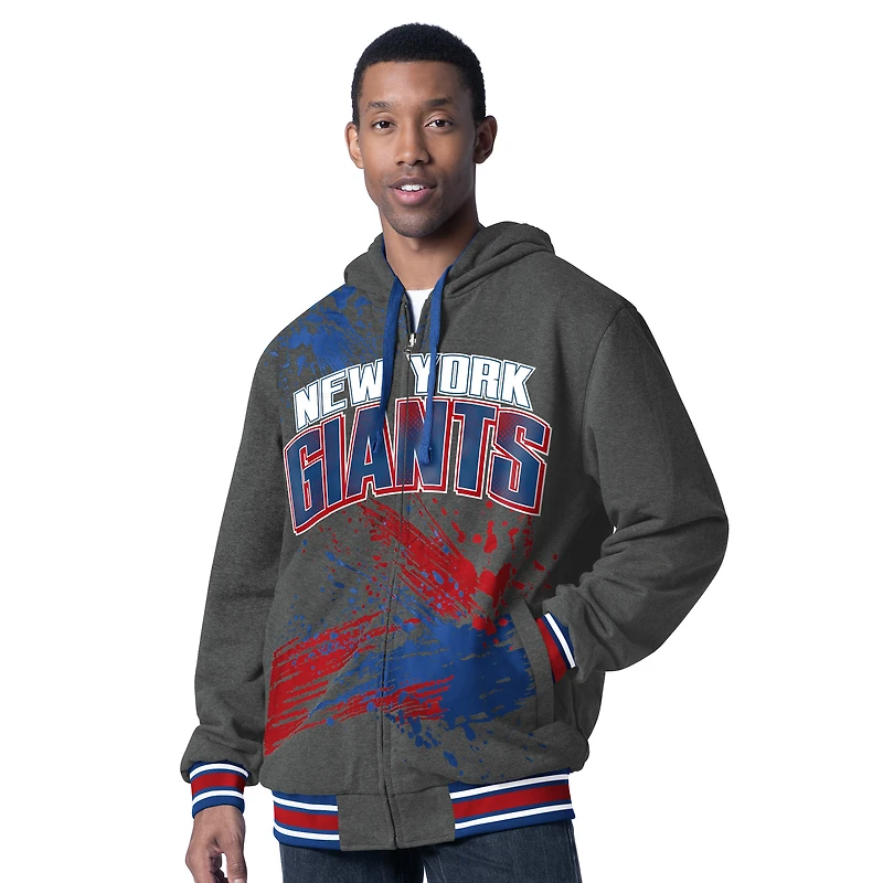 Men's G-III Sports by Carl Banks Royal/Charcoal New York Giants Dual Threat Reversable Full-Zip Hooded Jacket
