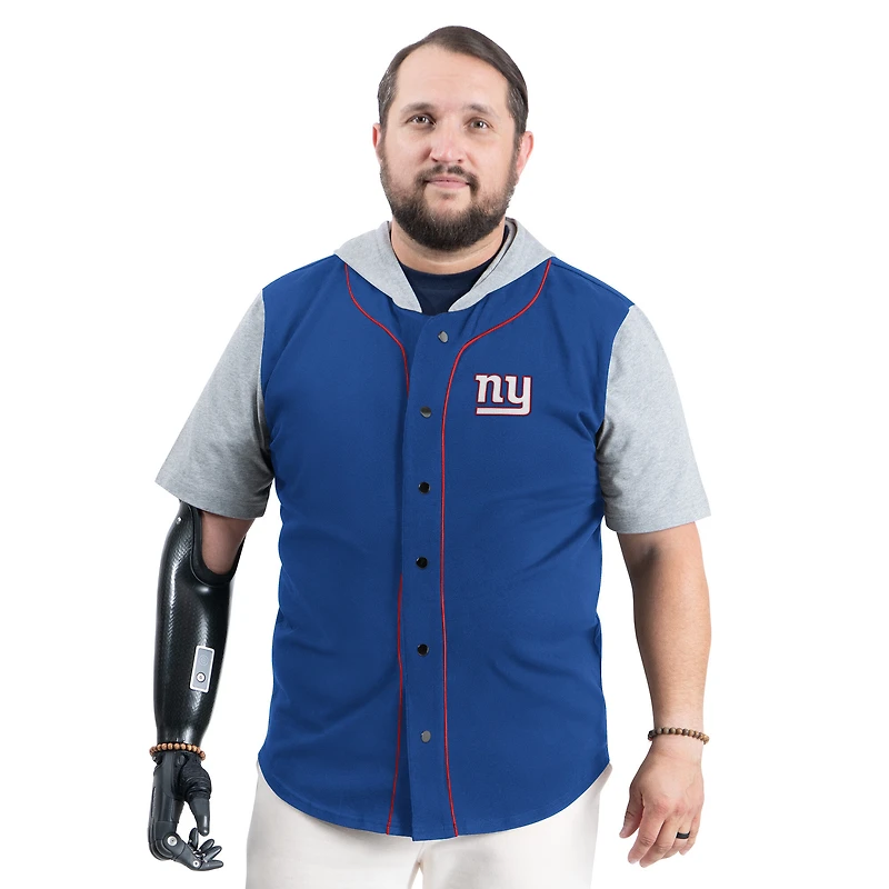 Men's G-III Sports by Carl Banks Royal New York Giants Adaptive Home Team Magnetic Button-Up Top