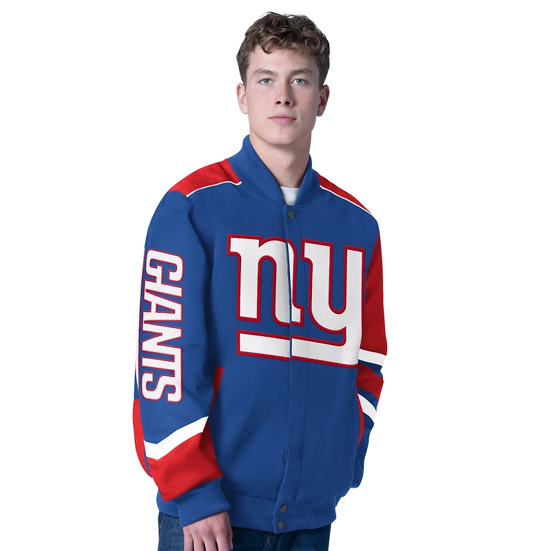 Men's G-III Sports by Carl Banks Royal New York Giants Prime Time Full-Zip Racing Jacket