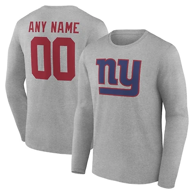 Men's New York Giants Team Authentic Personalized Name & Number Long Sleeve T-Shirt