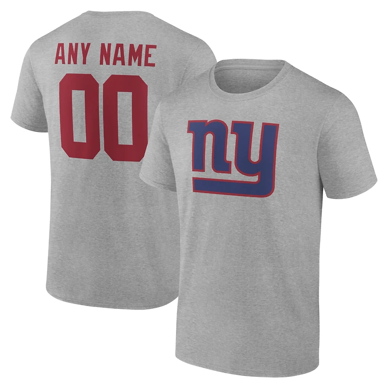T-shirt gris authentique pour homme des New York Giants, personnalisé avec nom et numéro.