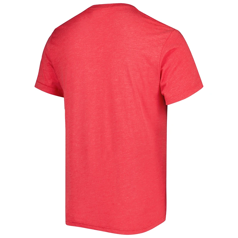 Hommage pour hommes Lawrence Taylor Heathered Red New York Giants Caricature Joueur retraité T-shirt triple mélange