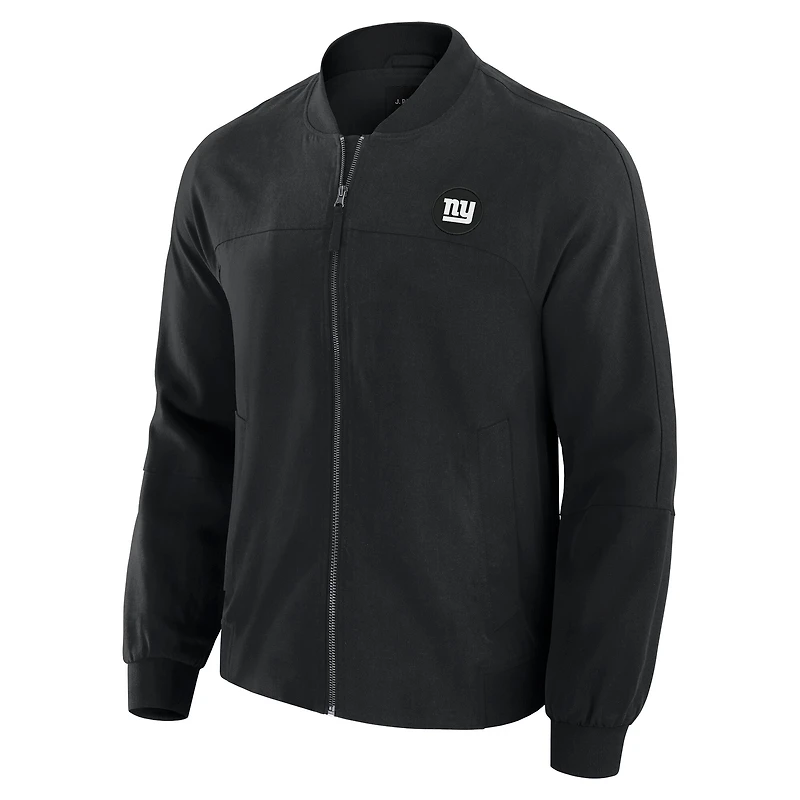 Men's J. Palmer Black New York Giants Lightweight Cover-4 Tri-Blend Full-Zip Jacket