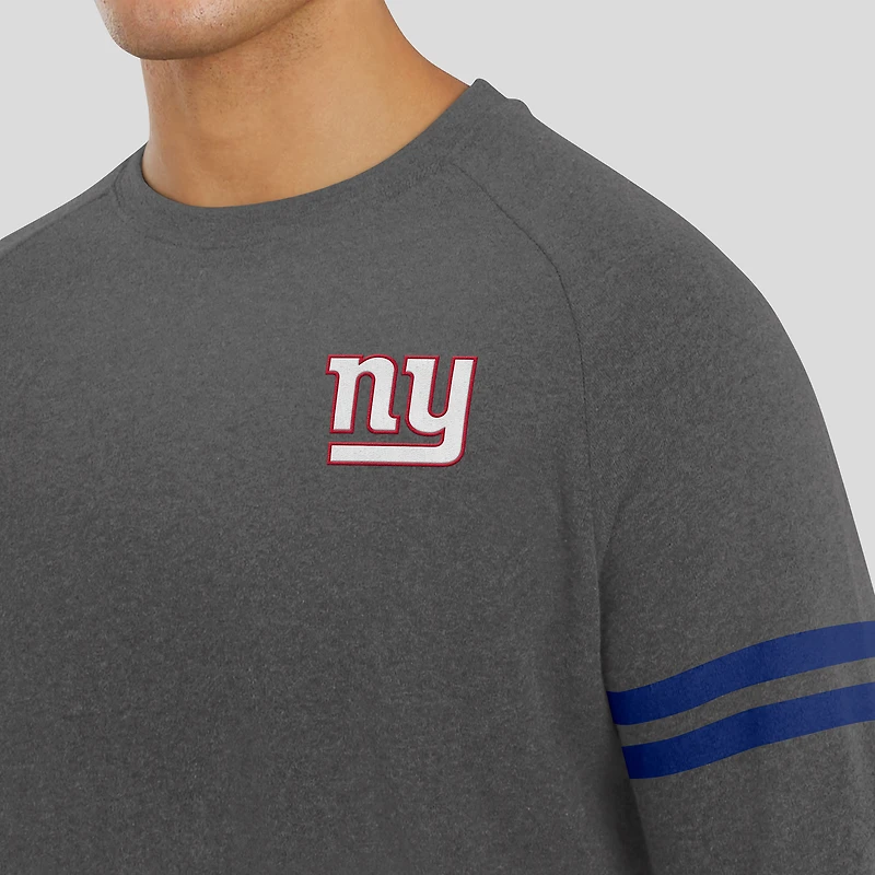 Sweat-shirt à manches longues raglan tri-blend gris chiné foncé J. Palmer des New York Giants pour homme