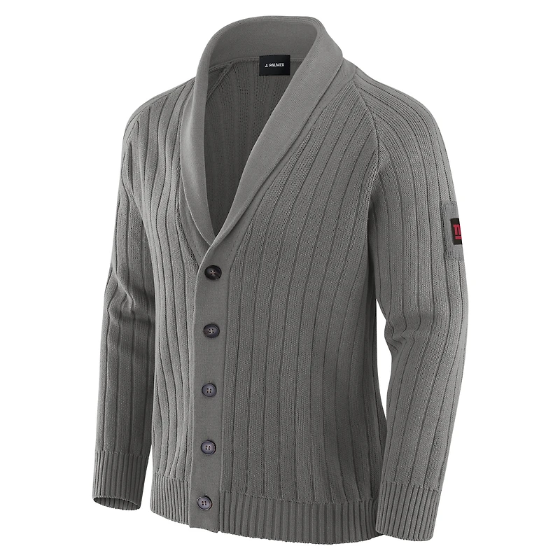 Men's J. Palmer Graphite New York Giants The Playmaker Cardigan Raglan Sweater