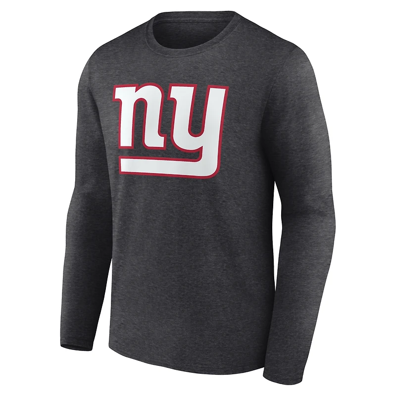Men's Logo Athletic Charcoal New York Giants Primary Long Sleeve T-Shirt