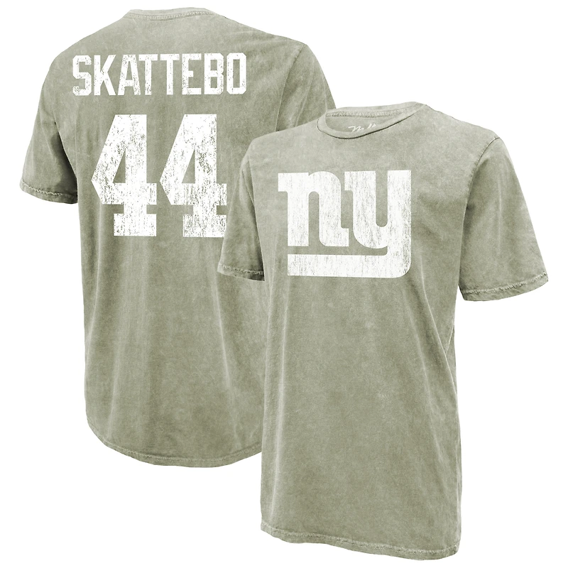 Men's Majestic Threads Cam Skattebo Moss Green New York Giants Mineral Wash Name & Number T-Shirt